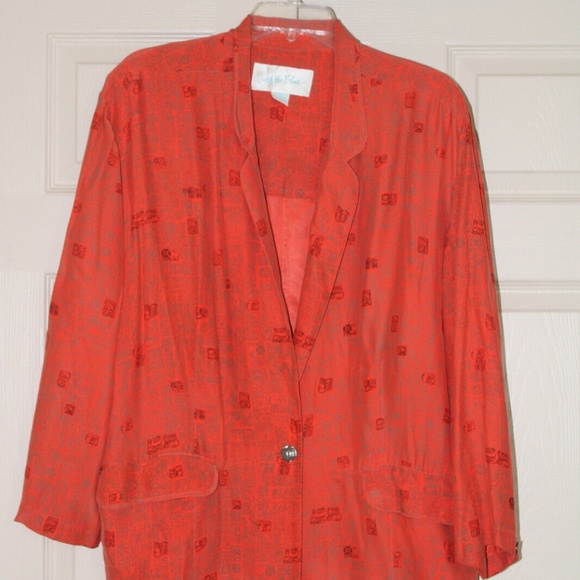 Out Of The Blue Women's Orange 100% Silk Jacket Size-L - Picture 2 of 7